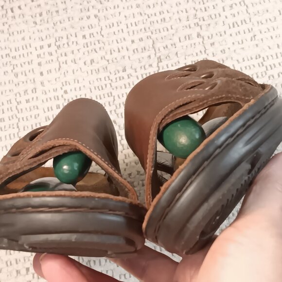 Naot women's brown leather and suede slide sandals sz 38 EU / 7 -7.5 US - Picture 6 of 14